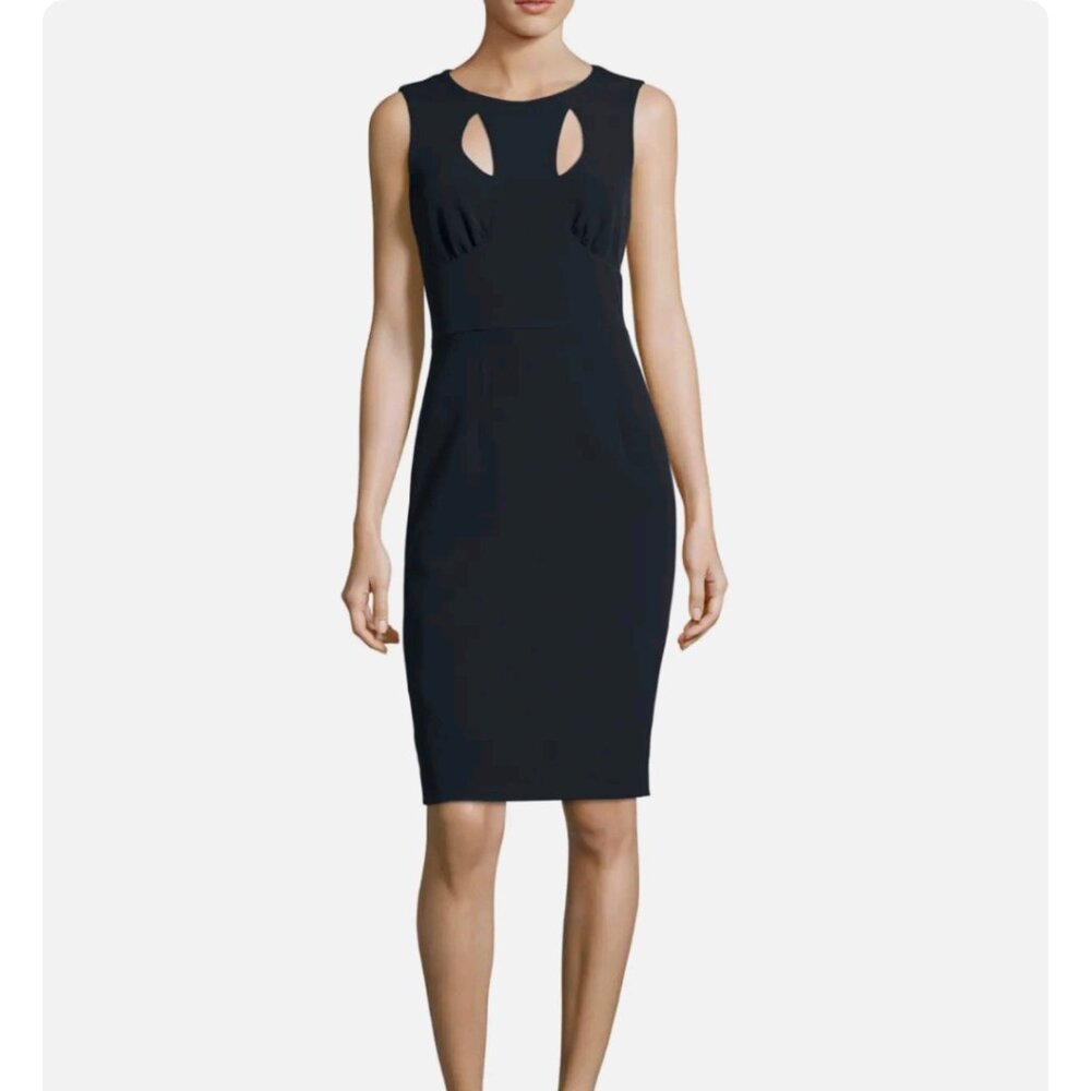 Milly Cressida Crepe Navy Cutout Sheath Dress Scoop Neck Size 6